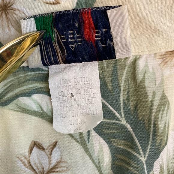 Aloha Republic Men Hawaiian Color Green Cream XL - Picture 4 of 4